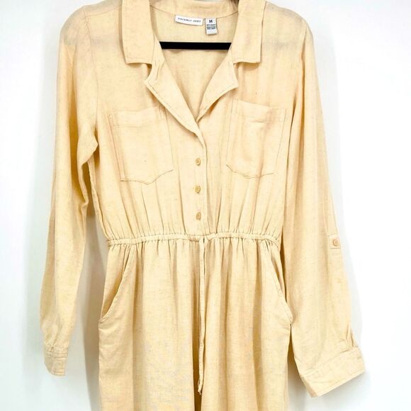 Sincerely Jules 100% Rayon Oatmeal Jumpsuit M - Picture 2 of 6